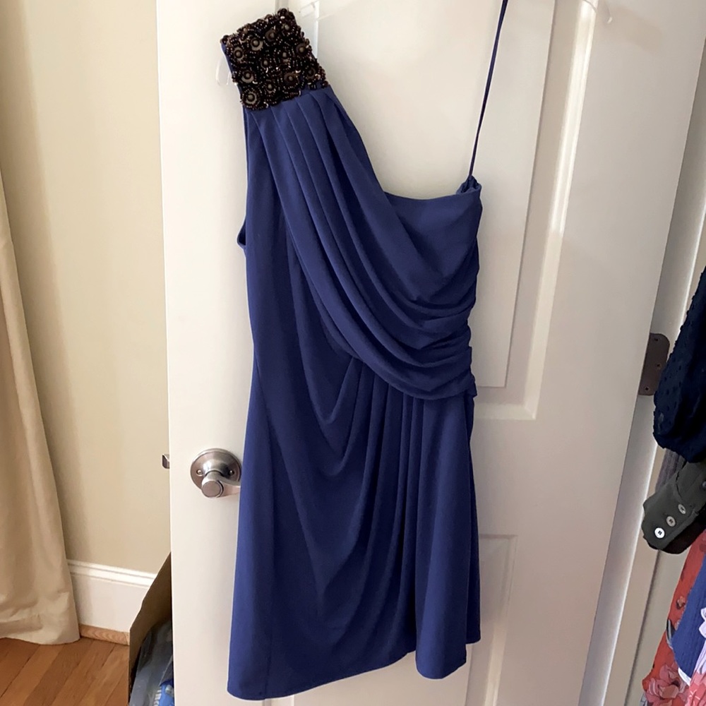 Blue one shoulder dress